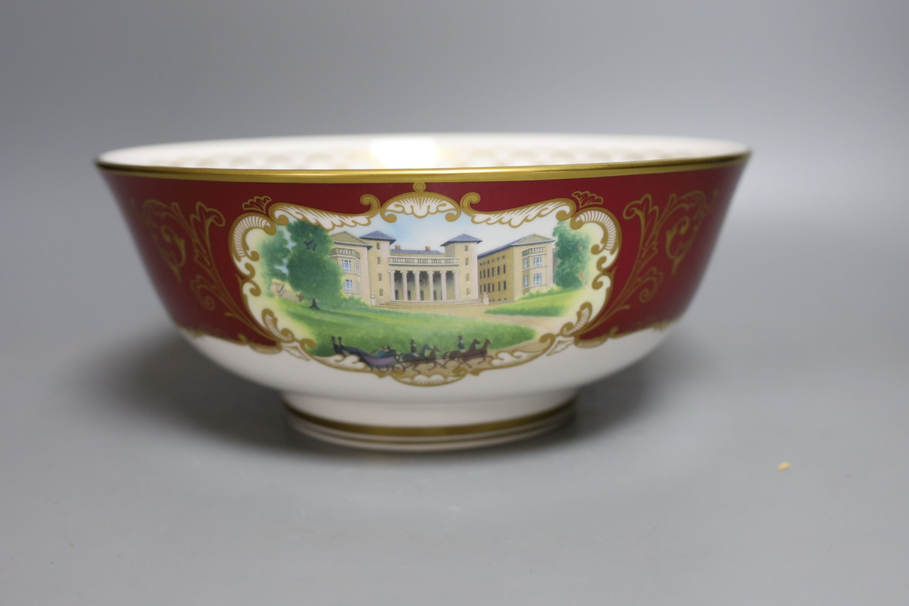 A boxed Royal Worcester Scenes flight bowl, limited edition no. 43 of 250 - 26cm diameter